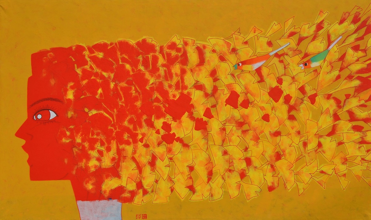동행, 162×97㎝ 장지에 석채, 2018