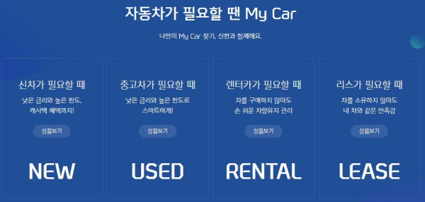 '신한 My Car' 홈페이지 화면 캡처.