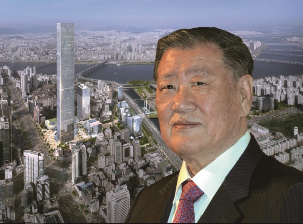 정몽구 현대차그룹 명예회장과 GBC 조감도. 현대차그룹