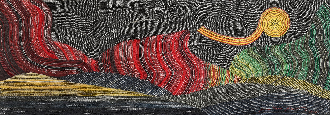 Sonido-No388, 130×45㎝ Textile on wood panel, 2021