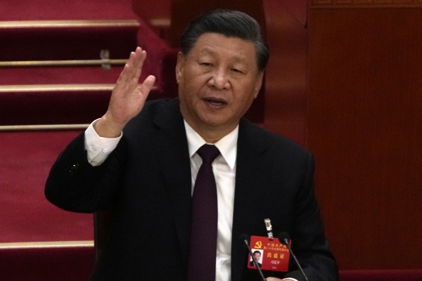 시진핑 중국 국가주석이 22일 중국 베이징 인민대회당에서 열린 중국 공산당 제20차 전국대표대회 폐막식에 참석하고 있다.뉴시스