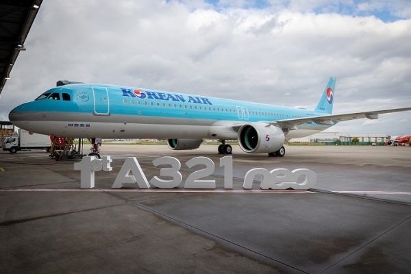 대한항공이 첫 에어버스 A321neo를 인도받아 A320 패밀리 항공기의 새로운 사업자가 됐다. 사진=대한항공