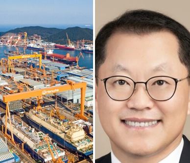 (왼쪽부터) 한화오션 거제사업장, 김희철 대표.<한화오션>