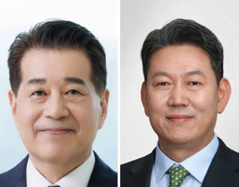 (왼쪽부터) 장인화 포스코 회장, 서강현 현대제철 사장.<각 사>