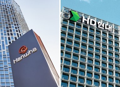 (왼쪽부터) 한화그룹, HD현대 본사.<각 사>