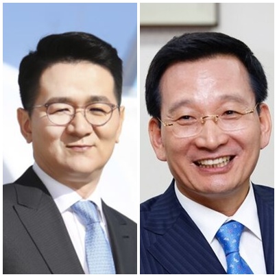 조원태 한진그룹 회장(왼쪽)과 김상열 호반그룹 회장.<대한항공, KLPGA>