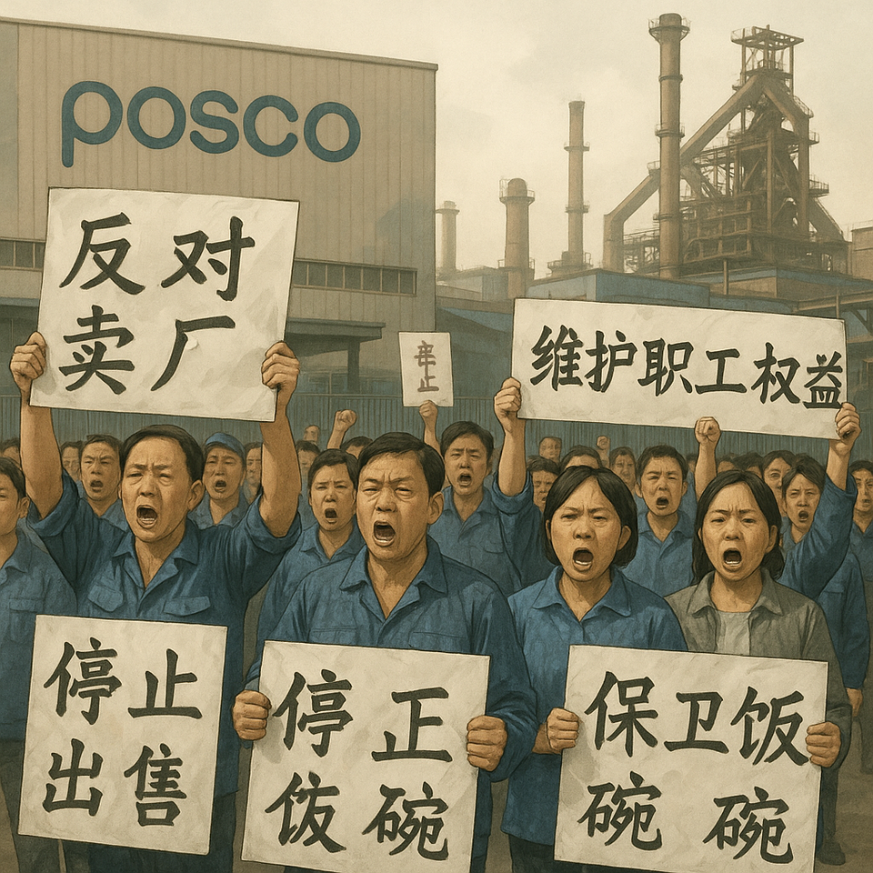 포스코 장자강포항불수강 제철소 중국 직원들이 최근 본부장실을 점거하는 등 시위를 벌인 것으로 확인됐다.