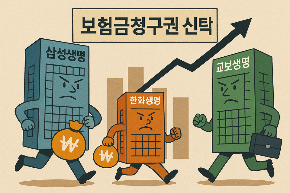 현재 보험금청구권 신탁 시장을 주도하고 있는 곳은 삼성생명과 교보생명이다. 여기에 한화생명까지 뛰어들게 되면서 빅3 간 경쟁이 한층 더 치열해질 전망이다.<챗GPT 생성 이미지>