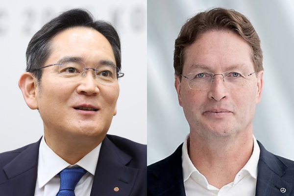 이재용(왼쪽) 삼성전자 회장은 오는 14일 열리는 메르세데스-벤츠 콘퍼런스 참석을 위해 방한하는 올라 칼레니우스(Ola Kallenius) 메르세데스-벤츠 회장과 회동 일정을 조율 중인 것으로 전해진다.<뉴시스·메르세데스-벤츠 홈페이지>