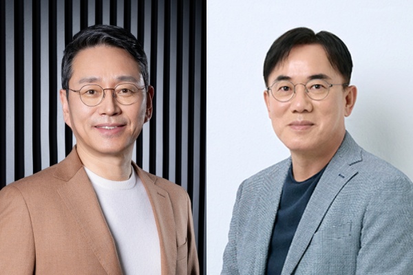 LG그룹이 이달 정기 인사를 앞두고 있는 가운데, 부회장 승진 후보로 조주완(왼쪽) LG전자 사장과 정철동 LG디스플레이 사장이 거론된다.<각사>