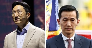 정기선(왼쪽) HD현대 회장, 김동관 한화그룹 부회장.<HD현대, 뉴시스>